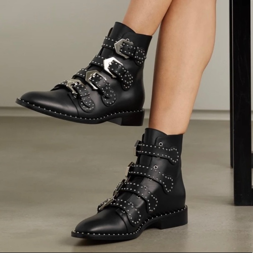 Givenchy black studded buckle boots. Size 7